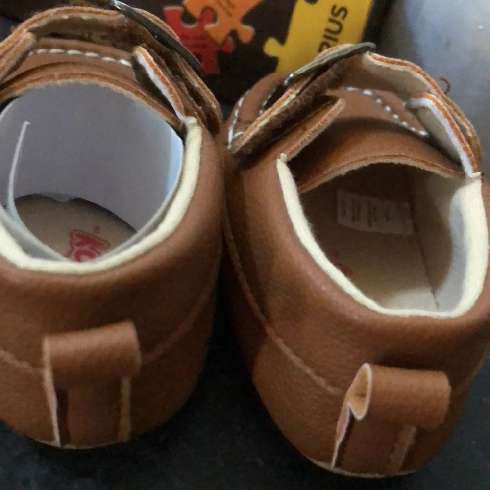 Brown Kids Leather-Look Buckle Loafers